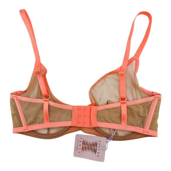 Savage X Fenty Womens 34DDD/Small Neon Nights Sheer Demi Bra and Boy Brief Set N - Picture 4 of 8